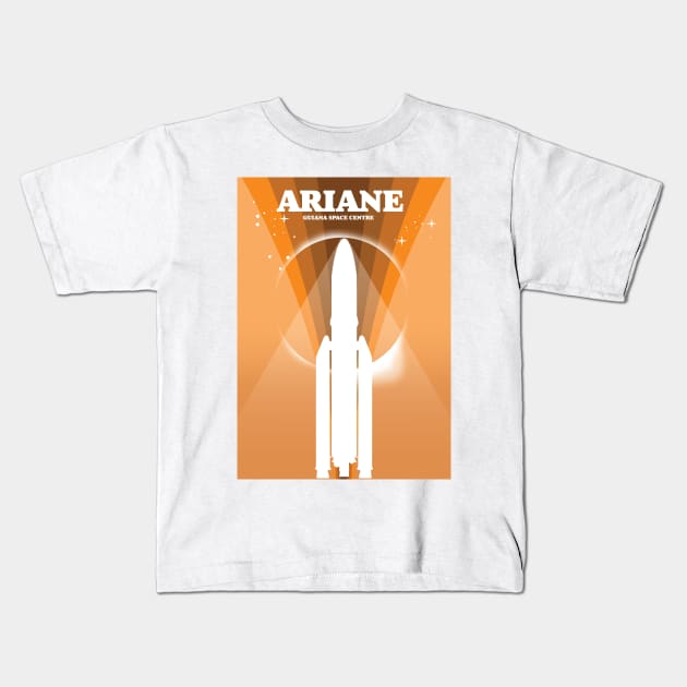 Ariane Guiana Space Centre space art Kids T-Shirt by nickemporium1